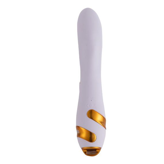 Вибратор-кролик с пульсацией и флоггером LOCKINK SEVANDA Whip Vibrating Massage Wand, бело-золотой | Зображення 2