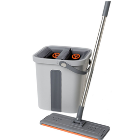 Телескопічна швабра з плоскою насадкою та відро з двома секціями для миття підлоги й віджиму, комплект для прибирання HP-35015-20