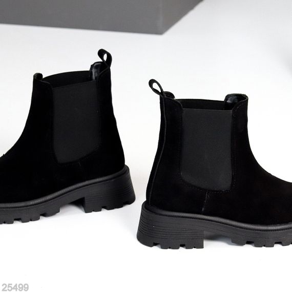 Черные повседневные ботинки челси натуральная замша низкий ход | Зображення 2