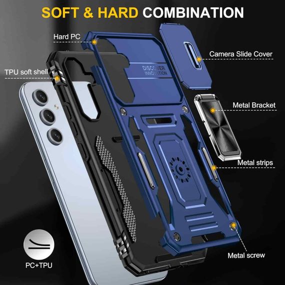 Ударопрочный чехол Camshield Army Ring для Samsung Galaxy S23+ Синий / Navy | Зображення 3