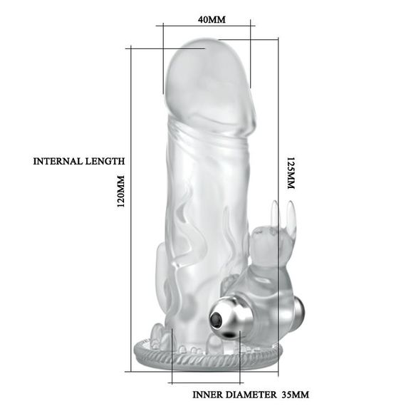 Насадка на член BAILE Brave Man Vibrating, з вібрацією, прозора | Зображення 4