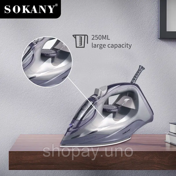 Парова праска SOKANY SK-2071 / Електрична праска з керамічною підошвою, 2600 Вт / Парова праска з резервуаром для води | Зображення 3