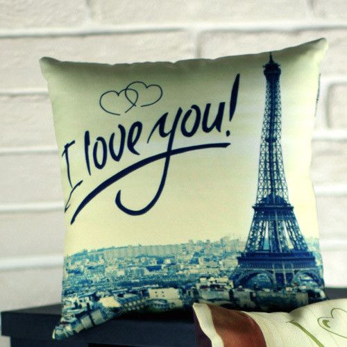 Подушка габардинова з принтом I love you! 40x40 см (4P_WOL009)