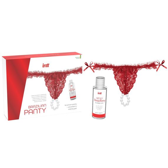 Набір Intt Brazilian Panty з червоних трусиків та лубриканта Sex Aura