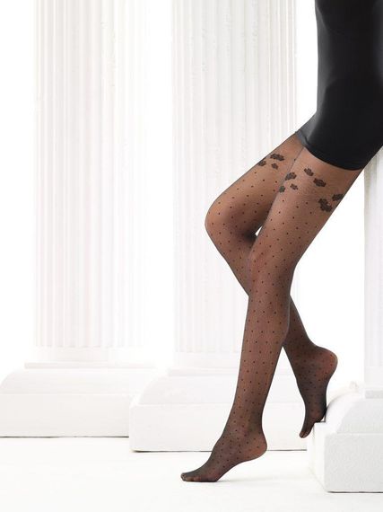 Колготки чорні в горошок Omero Irina, Italy, розміри S, M, L