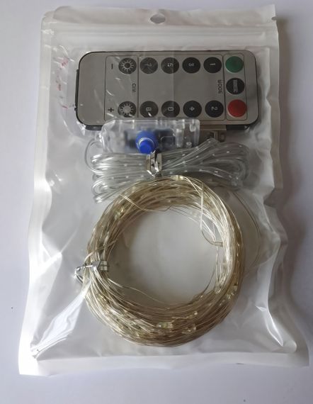 Гирлянда от USB "светодиодные капли" 20м, 200LED, теплый белый, 8 режимов + пульт | Зображення 3