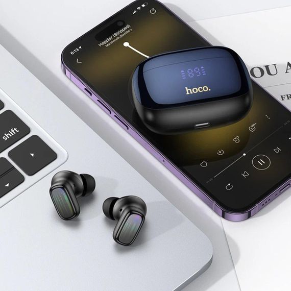 Бездротові навушники HOCO EQ20 Rhyme true wireless ANC+ENC noise reduction BT headset Black | Зображення 4