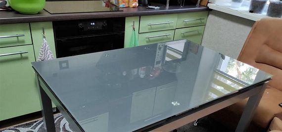 Стеклянный раскладной стол Венди серый XS-1025, 80/130х65 см | Зображення 3