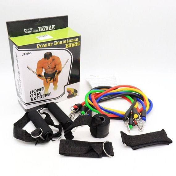 Набір трубчастих еспандерів для фітнесу та вправ 5 шт / Комплект гумових джгутів для спорту / Еспандери | Зображення 9