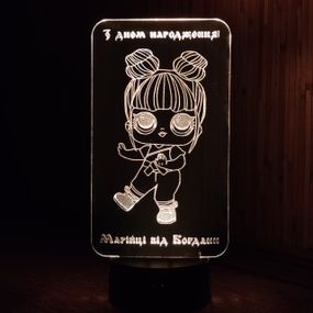 Акриловий світильник-нічник лялька ЛОЛ (L.O.L) білий tty-n000384