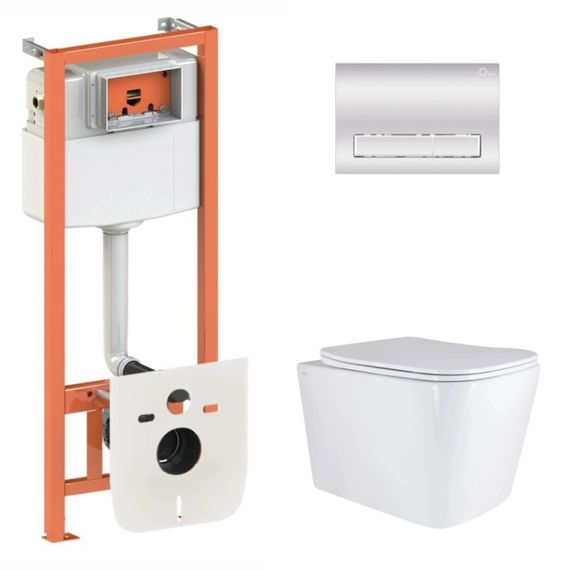Набір Qtap Nest 4 в 1 підвісний унітаз Tern Ultra Quiet 525x345x360 + комплект інсталяції QT17332303AW47510