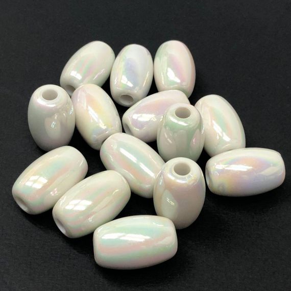 Намисто-кінцевик Оливка 16х24 мм #0017/98 - біла з переливом | Зображення 2