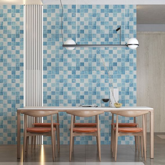 Панель стінова 3D 700х770х4мм блакитна мозаїка (D) Sticker Wall SW-00002009 | Зображення 4