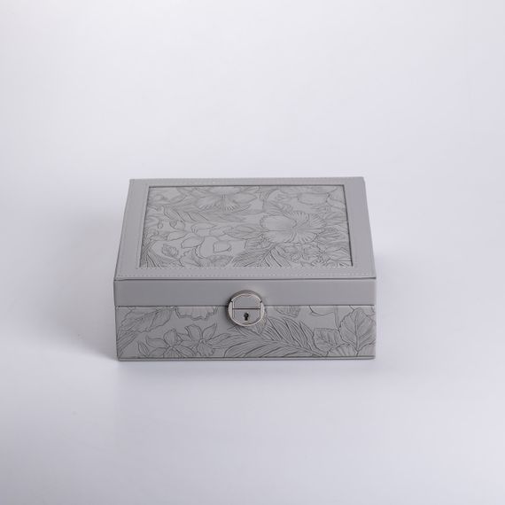 Шкатулка для украшений из эко кожи 2 яруса с замком органайзер для ювелирных изделий | Зображення 7