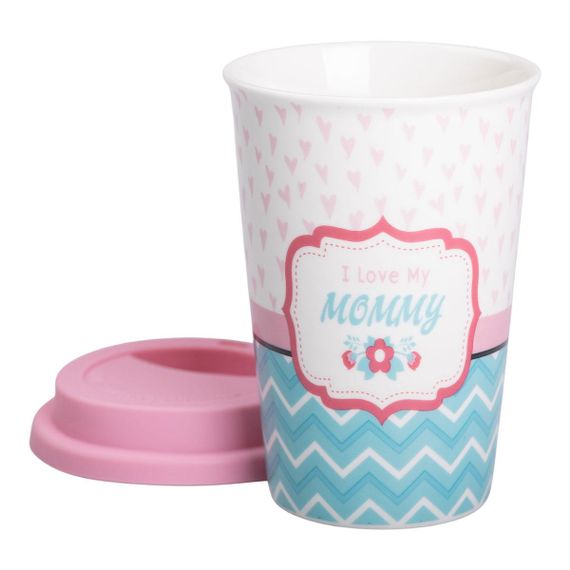 Стакан порцелянаовий 420 мл з силіконовою кришкою I love my mommy RX-N240288LM | Зображення 1