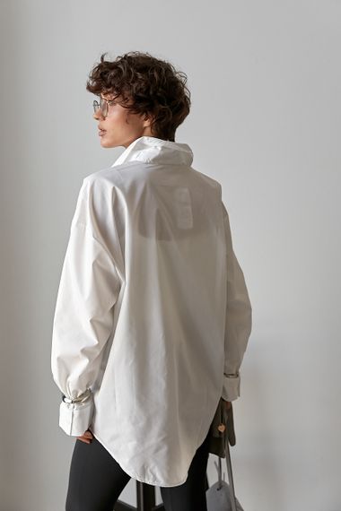 Однотонна класична сорочка з напівкруглим низом - білий цвет, XL (є розміри) | Зображення 1