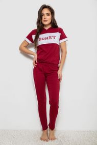 Піжама жіноча, колір бордовий, 243R1488-006
