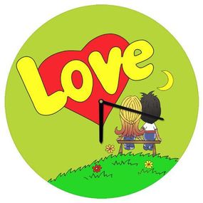 Часы настенные круглые Love салатовые 36 см (CHR_O_17LV003)