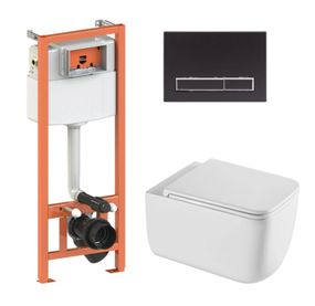 Набір Qtap Nest 4 в 1 підвісний унітаз Gemini Ultra Quiet 530х365х373 + комплект інсталяції QT2533076EUQW46163