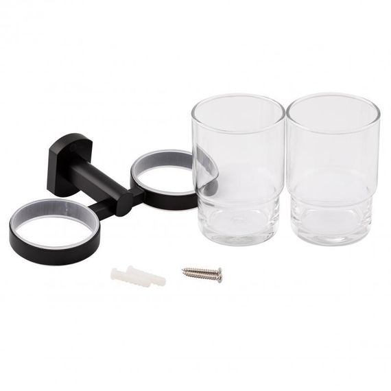 Стакан с держателем Qtap Liberty настенный двойной QTLIBBLM1155 Black | Зображення 3