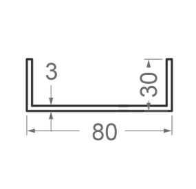 Алюминиевый профиль швеллер 80х30х3