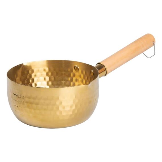 Сотейник из нержавеющей стали 1.4 л с деревянной ручкой Золотистый HP-19-24-16CM