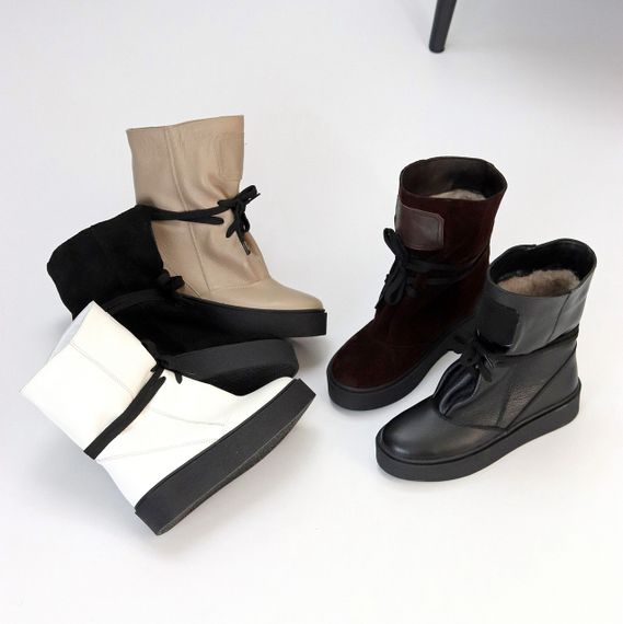 Дизайнерські зимові чорні високі черевики натуральна замша | Зображення 9