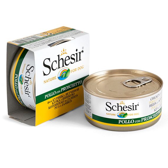 Корм Schesir Chicken with Ham Can вологий з куркою та шинкою 150 гр
