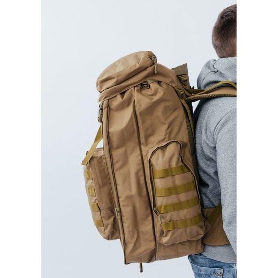 Армійський рюкзак тактичний 70 л Водонепроникний туристичний рюкзак. Колір: койот | Зображення 5