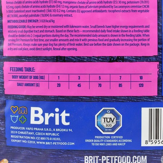 Корм сухий Brit Premium Dog Adult S для дорослих собак дрібних порід вагою 1-10 кг з куркою 3 кг | Зображення 4