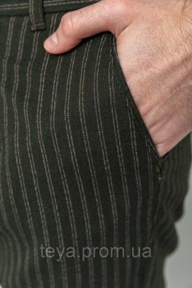 Штани чоловічі в смужку на гумці внизу колір хакі розмір 30 FA_007381 | Зображення 4