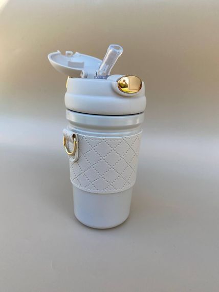 Термос непроливайка поїльник з трубочкою 480мл Бежевий Зайчик +щіточка в подарунок | Зображення 9