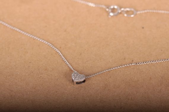 Подвеска сердечко из белого золота на цепочке | Зображення 4