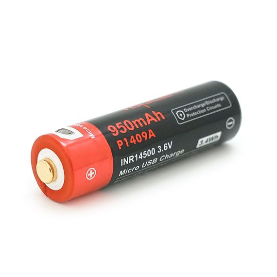 Акумулятор 14500 Li-Ion Vapcell P1409A, 950mAh, 3.6V, Micro USB | Зображення 1