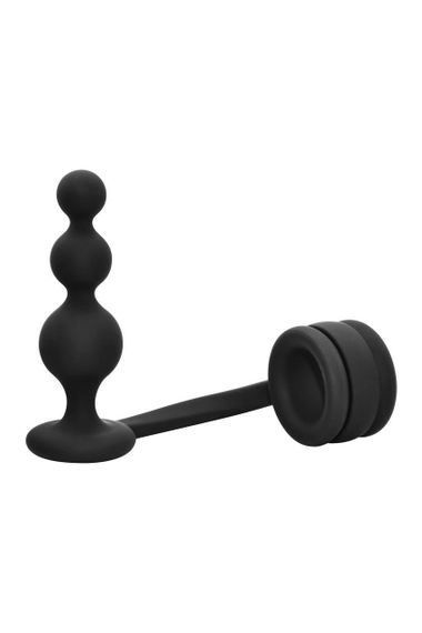 Кольцо для пениса Dream Toys Ramrod с анальной пробкой в форме шара, черное sexstyle | Зображення 8