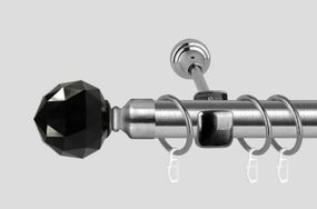 Карниз для штор однорядный металлический 19 мм, Черный Кристалл (комплект) Сталь 300 см.