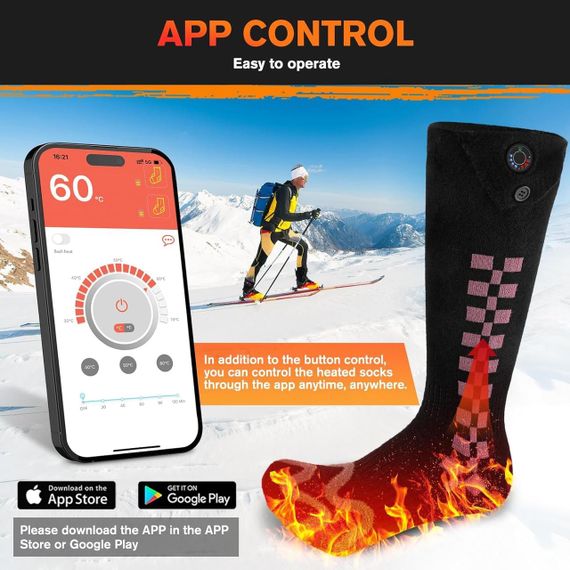 Шкарпетки з акумулятором 7,4 В Шкарпетки з підігрівом для чоловіків і жінок,