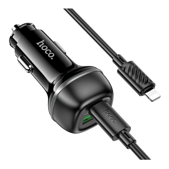 Автозарядний пристрій Hoco Z58A 1USB-A QC18W/1USB-C PD30W Total 48 W + Type-C to Lightning | Зображення 2