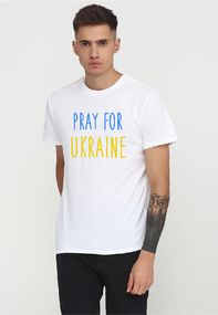 Футболка чоловіча біла з принтом "Pray for Ukraine", L