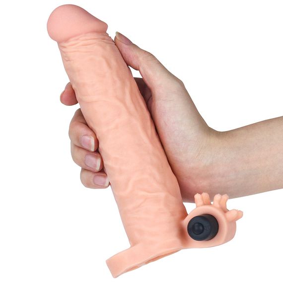Насадка на член - Pleasure X-Tender Vibrating Penis Sleeve Add 2" Flesh sexstyle | Зображення 4