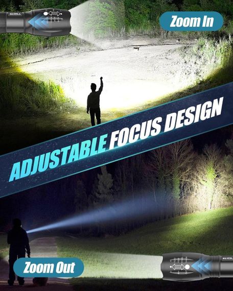 Перезаряджуваний світлодіодний ліхтар Maxesla з зумом, IP65, 5 режимів, акумулятор 18650 у комплекті | Зображення 2