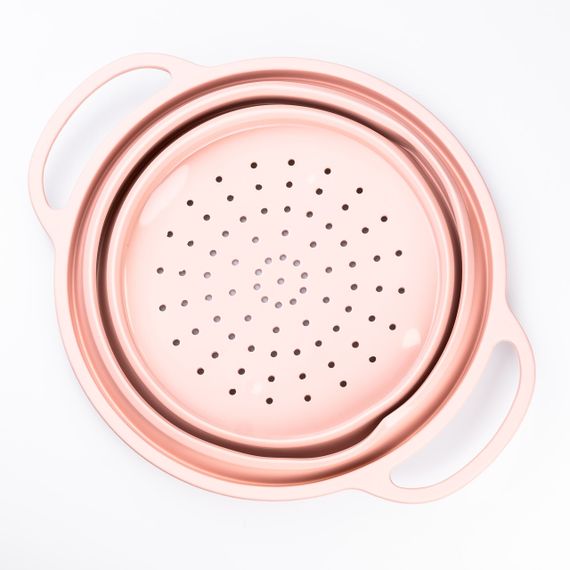 Друшляк силіконовий складаний з ручками 2.6 л Рожевий HP34544P | Зображення 1