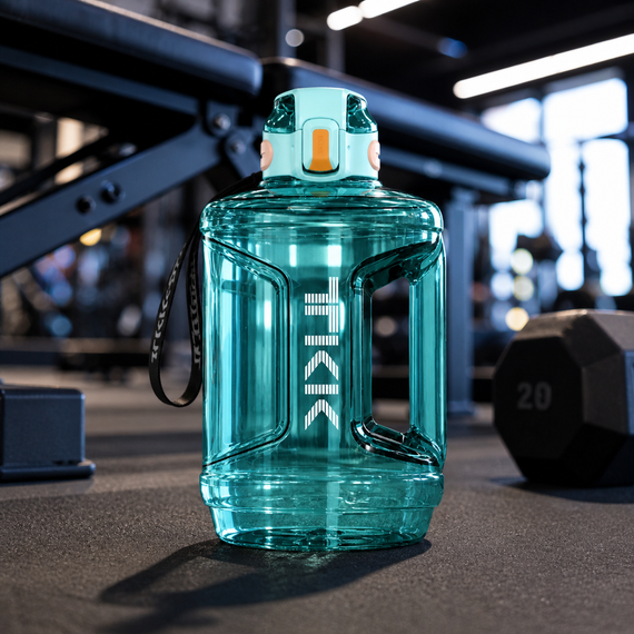 Спортивная бутылка TKK 2300 мл (2.3 л) - Бирюзовая Tritan BPA-free, ударопрочная эко-бутылка с ручкой и клапаном | Зображення 8