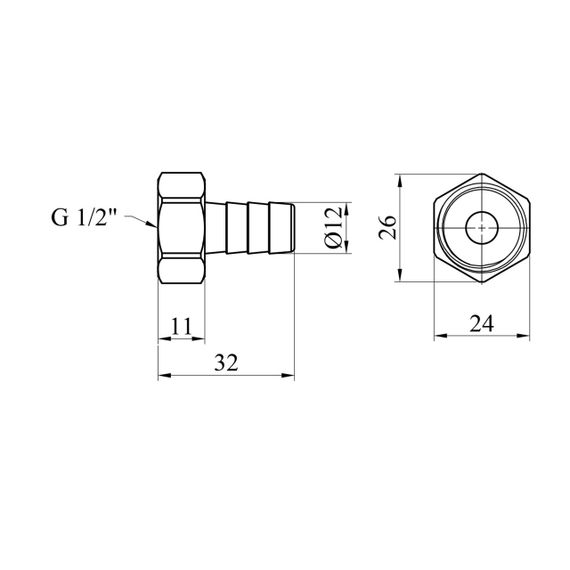 Штуцер LexLine 1/2" РВ, D=12 мм латунный УК0002-4 | Зображення 1