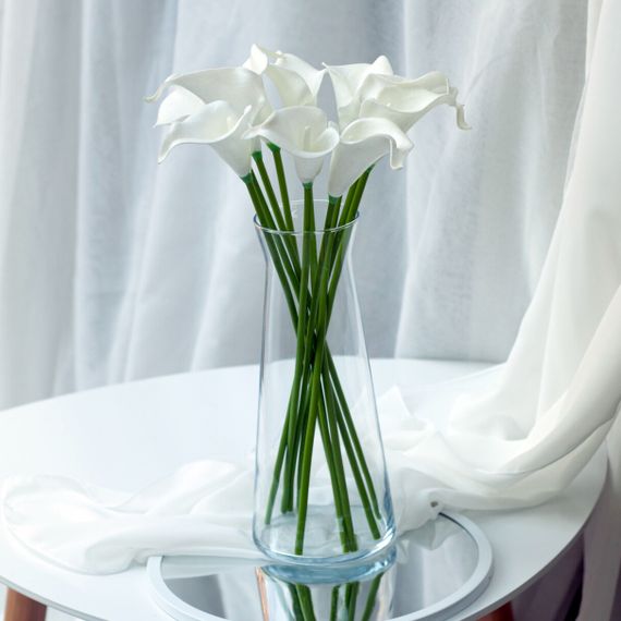 Калла на ножке искусственная В-21 см Упаковка 10 шт. Цвет: белый CQ-35