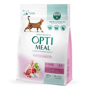 Сухий корм для котів з чутливим травленням OptiMeal Sensitive з ягнятим 200 г B1891101