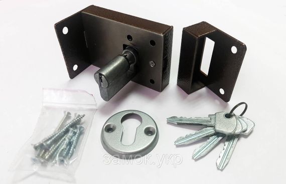 Замок накладной цилиндровый Мотор Сич ЗН1-114-6, 1 ригель, Backset 60 мм, медный цвет | Зображення 4