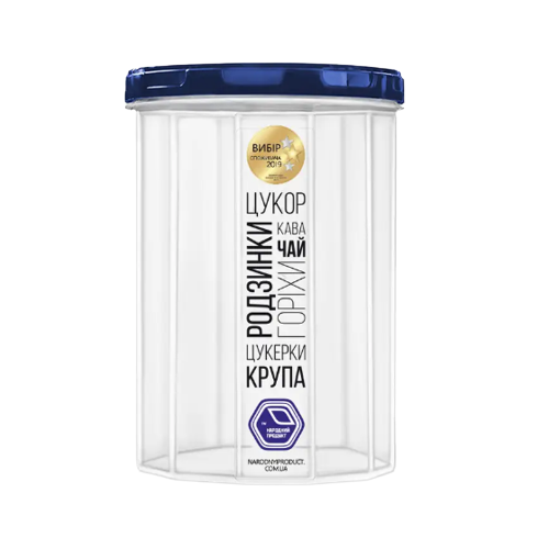 Ємність для сипучих продуктів 0,65л прозорий/індіго Народний продукт