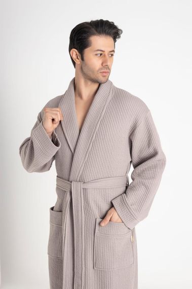 Чоловічий мусліновий халат Nusa 24670 сірий 2XL | Зображення 5