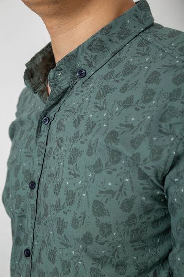 Рубашка мужская с принтом, цвет оливковый, 214R1029 | Зображення 4
